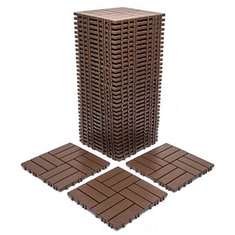 Loheer 68-Pack Plastic Interlocking Deck Tiles,Waterproof Outdoor Flooring All-Weather
