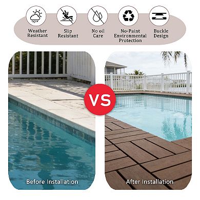 Loheer 68-Pack Plastic Interlocking Deck Tiles,Waterproof Outdoor Flooring All-Weather