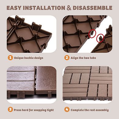 Loheer 68-Pack Plastic Interlocking Deck Tiles,Waterproof Outdoor Flooring All-Weather