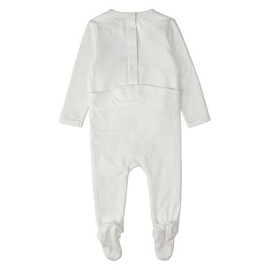 Baby Boys "Put A Bow On It" 100% Cotton Polka-Dot Embroidered Footie