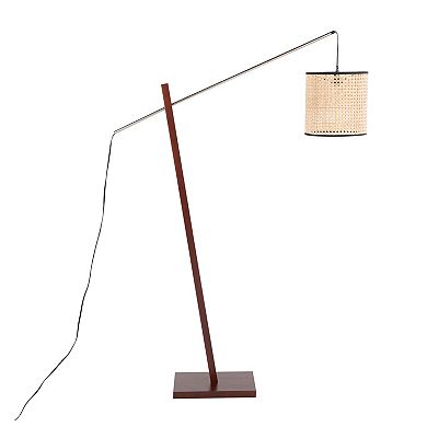 Loheer Arturo Contemporary Floor Lamp with Rattan Shade
