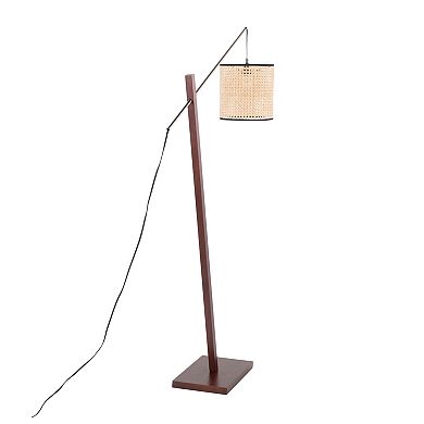 Loheer Arturo Contemporary Floor Lamp with Rattan Shade