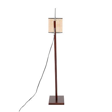 Loheer Arturo Contemporary Floor Lamp with Rattan Shade