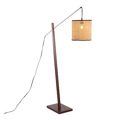 Loheer Arturo Contemporary Floor Lamp with Rattan Shade