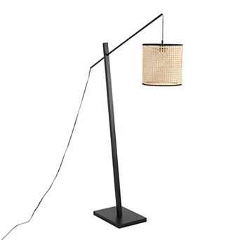 Loheer Arturo Contemporary Floor Lamp with Rattan Shade