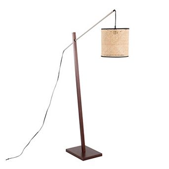 Loheer Arturo Contemporary Floor Lamp with Rattan Shade