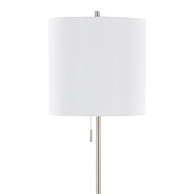Loheer Contemporary Metal Floor Lamp with Fabric Shade and Pull Chain