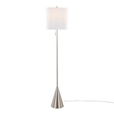 Loheer Contemporary Metal Floor Lamp with Fabric Shade and Pull Chain