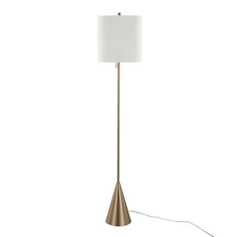 Loheer Contemporary Metal Floor Lamp with Fabric Shade and Pull Chain