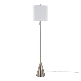 Loheer Contemporary Metal Floor Lamp with Fabric Shade and Pull Chain