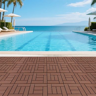 44 Pack 12x12 in Heavy Duty Decking Tiles High Load Bearing Interlocking Floor for Backyard