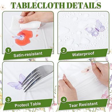 Wildflower Plastic Tablecloths, disposable waterproof party covers
