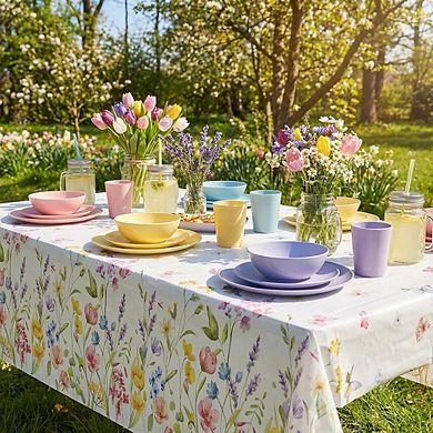 Wildflower Plastic Tablecloths, disposable waterproof party covers