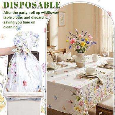 Wildflower Plastic Tablecloths, disposable waterproof party covers