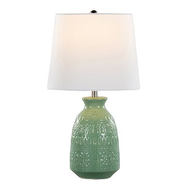 Loheer 20" Claudia Contemporary Ceramic Accent Lamp Set of 2 with Linen Shade
