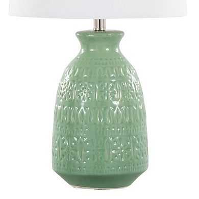 Loheer 20" Claudia Contemporary Ceramic Accent Lamp Set of 2 with Linen Shade