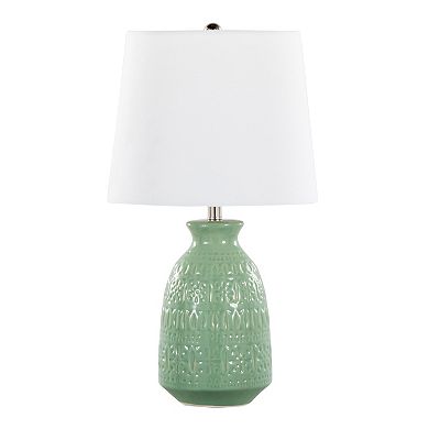 Loheer 20" Claudia Contemporary Ceramic Accent Lamp Set of 2 with Linen Shade