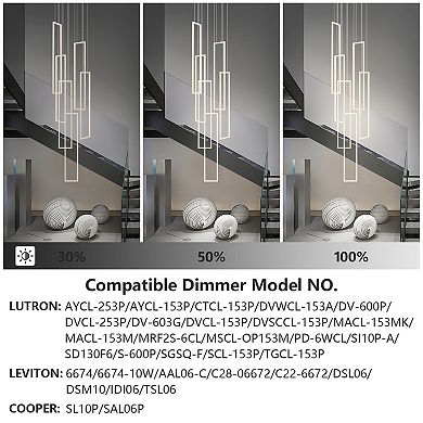 Modern 6-Ring LED Ceiling Chandelier High Ceiling Fixture for Staircase