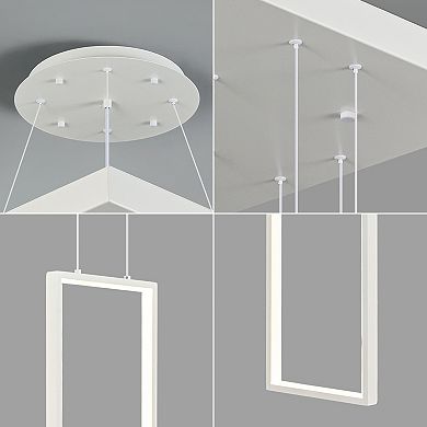 Modern 6-Ring LED Ceiling Chandelier High Ceiling Fixture for Staircase