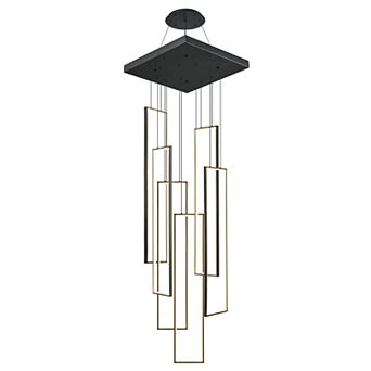 Modern 6-Ring LED Ceiling Chandelier High Ceiling Fixture for Staircase