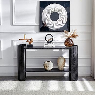 Loheer Double-layer Curved Foyer Table, Minimalist Entrance Small Space Living Room Console Table