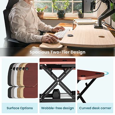 VersaDesk PowerPro 36"W Electric Adjustable Standing Desk Converter, Black-Cherry