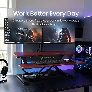 VersaDesk PowerPro 36"W Electric Adjustable Standing Desk Converter, Black-Cherry
