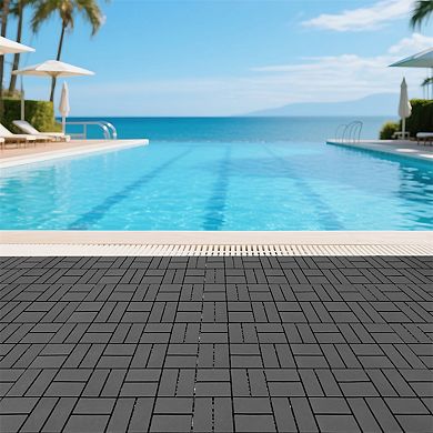 44 Pack 12x12 in Interlocking Terrace Tiles Quick Install Outdoor Flooring for Garden and Balcony