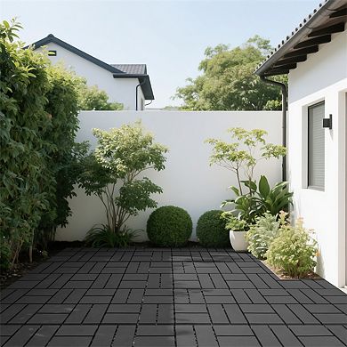 44 Pack 12x12 in Interlocking Terrace Tiles Quick Install Outdoor Flooring for Garden and Balcony