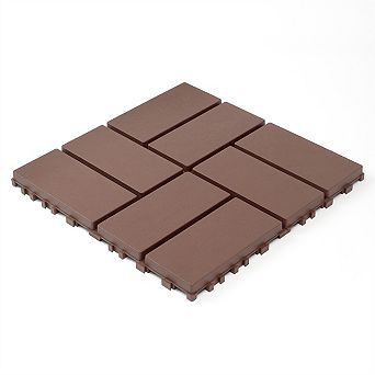 44 Pack 12x12 in Interlocking Terrace Tiles Quick Install Outdoor Flooring for Garden and Balcony