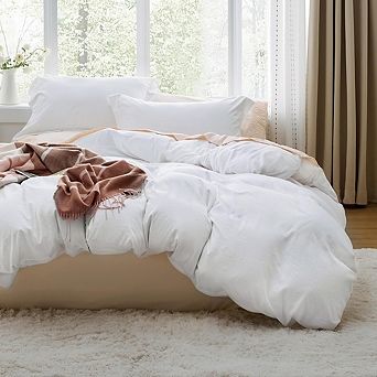 Soft Prewashed Polyester Duvet Cover Set, Cotton-Like Breathable Bedding with Zipper Closure