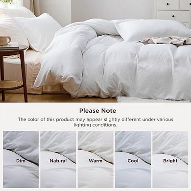 Soft Prewashed Polyester Duvet Cover Set, Cotton-Like Breathable Bedding with Zipper Closure