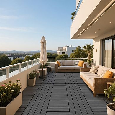 44 Pack 12x12 in Waterproof Interlocking Tiles Slip Resistant Drainage Flooring for Poolside