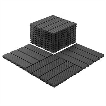 44 Pack 12x12 in Waterproof Interlocking Tiles Slip Resistant Drainage Flooring for Poolside