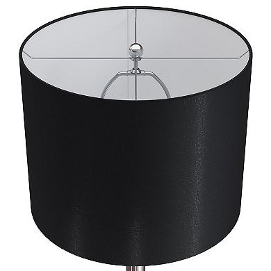 Loheer Contemporary Metal Table Lamp Set with Sparkly Linen Shade