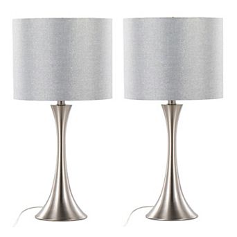 Loheer Contemporary Metal Table Lamp Set with Sparkly Linen Shade