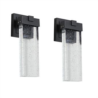 Loheer 2-Pack Outdoor Crystal Wall Light Fixture Weatherproof LED Wall Sconce with Light Sensor