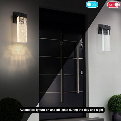 Loheer 2-Pack Outdoor Crystal Wall Light Fixture Weatherproof LED Wall Sconce with Light Sensor