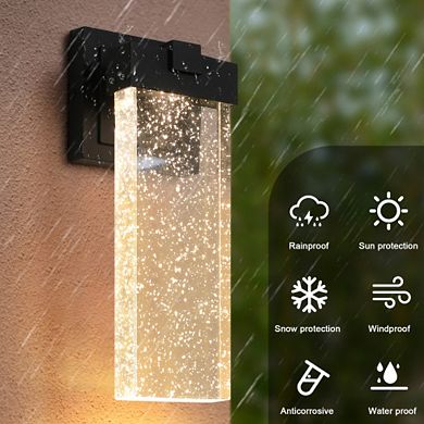 Loheer 2-Pack Outdoor Crystal Wall Light Fixture Weatherproof LED Wall Sconce with Light Sensor