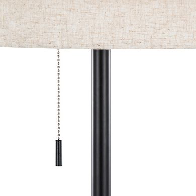 Loheer Contemporary Metal Floor Lamp with Linen Shade and Pull Chain
