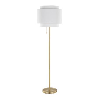 Loheer Contemporary Metal Floor Lamp with Linen Shade and Pull Chain