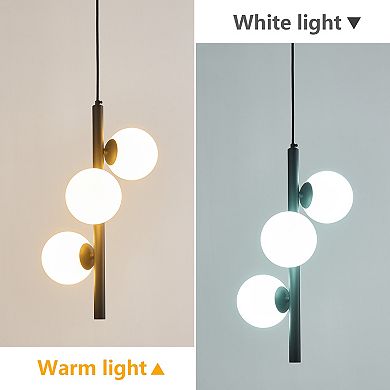 ZLAIQB 3-Light MidCentury Globe Height Adjustable Pendant Light