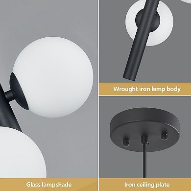 ZLAIQB 3-Light MidCentury Globe Height Adjustable Pendant Light