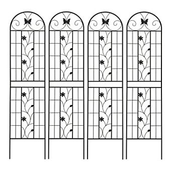 Loheer 4 Pack Metal Garden Trellis for Climbing Plants, Rustproof Outdoor Flower Support