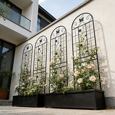 Loheer 4 Pack Metal Garden Trellis for Climbing Plants, Rustproof Outdoor Flower Support