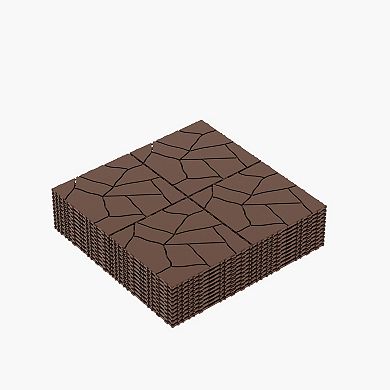 Loheer 44pcs Interlocking Deck Tiles,Stone Style DIY Flooring Patio,Easy and Quick Installation