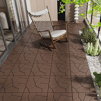 Loheer 44pcs Interlocking Deck Tiles,Stone Style DIY Flooring Patio,Easy and Quick Installation