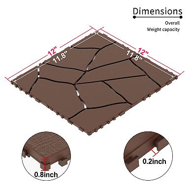 Loheer 44pcs Interlocking Deck Tiles,Stone Style DIY Flooring Patio,Easy and Quick Installation