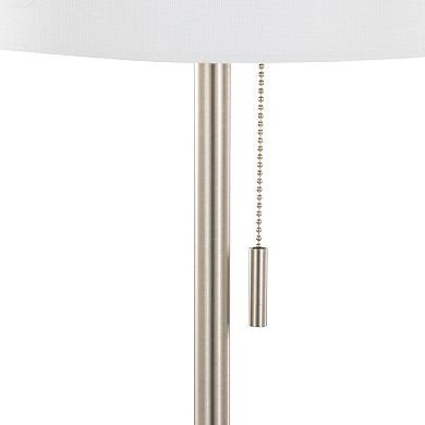 Loheer Bounty Contemporary Metal Floor Lamp with Textured Linen Shade