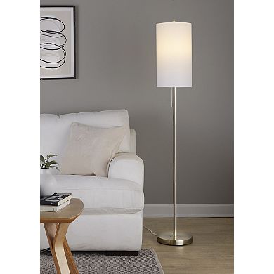Loheer Bounty Contemporary Metal Floor Lamp with Textured Linen Shade